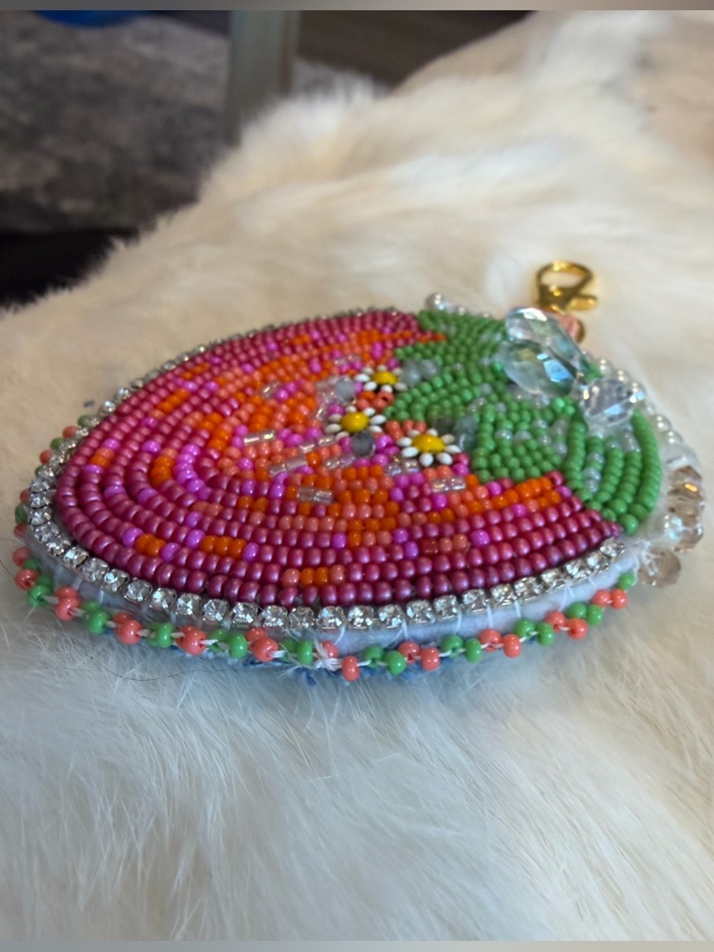 🪡Handmade Beaded Strawberry Floral Keychain / Bag clip 🌸